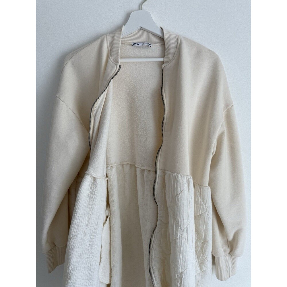 ZARA Cream Quilted Bomber Jacket Dress